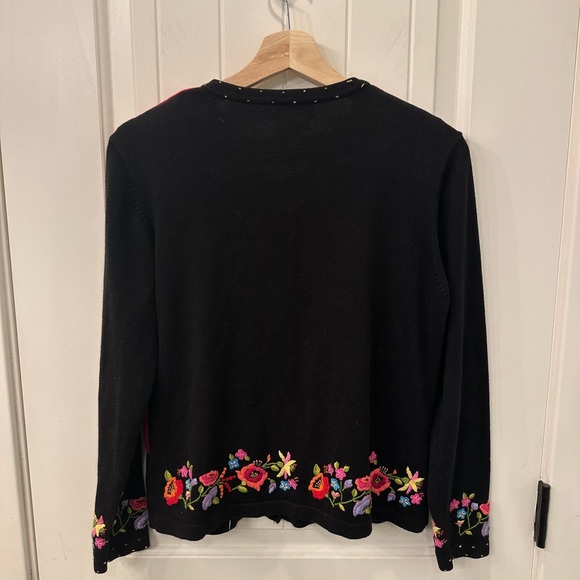 Vintage Just B Beaded Embroidered Floral Cardigan Sweater M - Picture 6 of 9